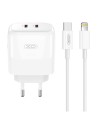 CARGADOR 2XTIPO C 35W CARGA RAPIDA XOL140 + CABLE LIGTHNING XO