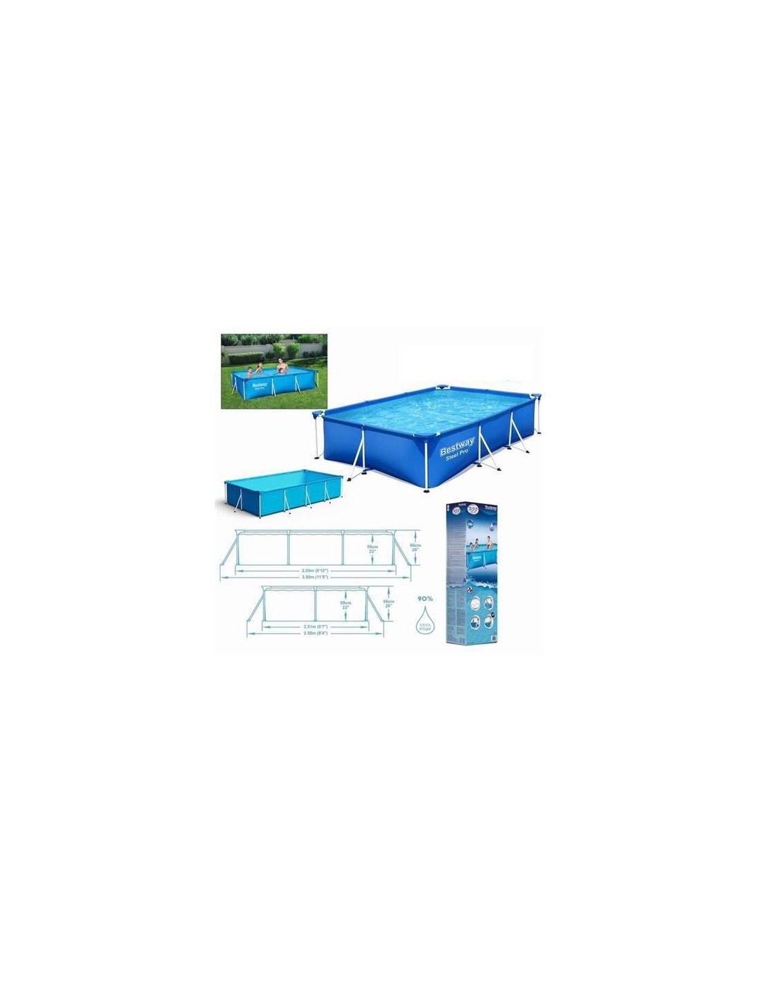 PISCINA RECTANGULAR STEEL PRO 300X201X66 BESTWAY