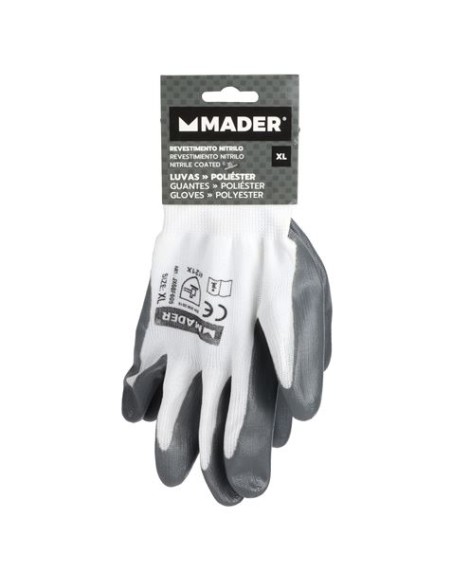 GUANTES DE PROTECCION POLIESTER + NITRILO XL MADER