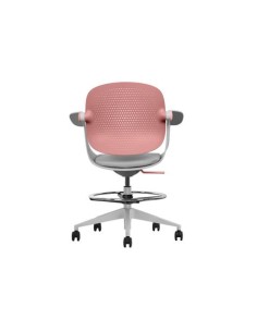 SILLA / TABURETE DE OFICINA TOP WORK ROJO CROMAD 2