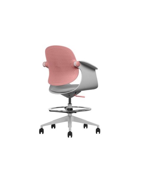 SILLA / TABURETE DE OFICINA TOP WORK ROJO CROMAD