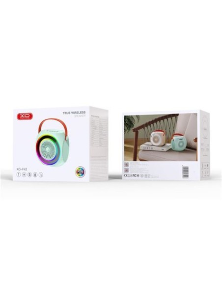 ALTAVOZ BLUETOOTH F42 + MICRÓFONO + EFECTOS LED AZUL XO