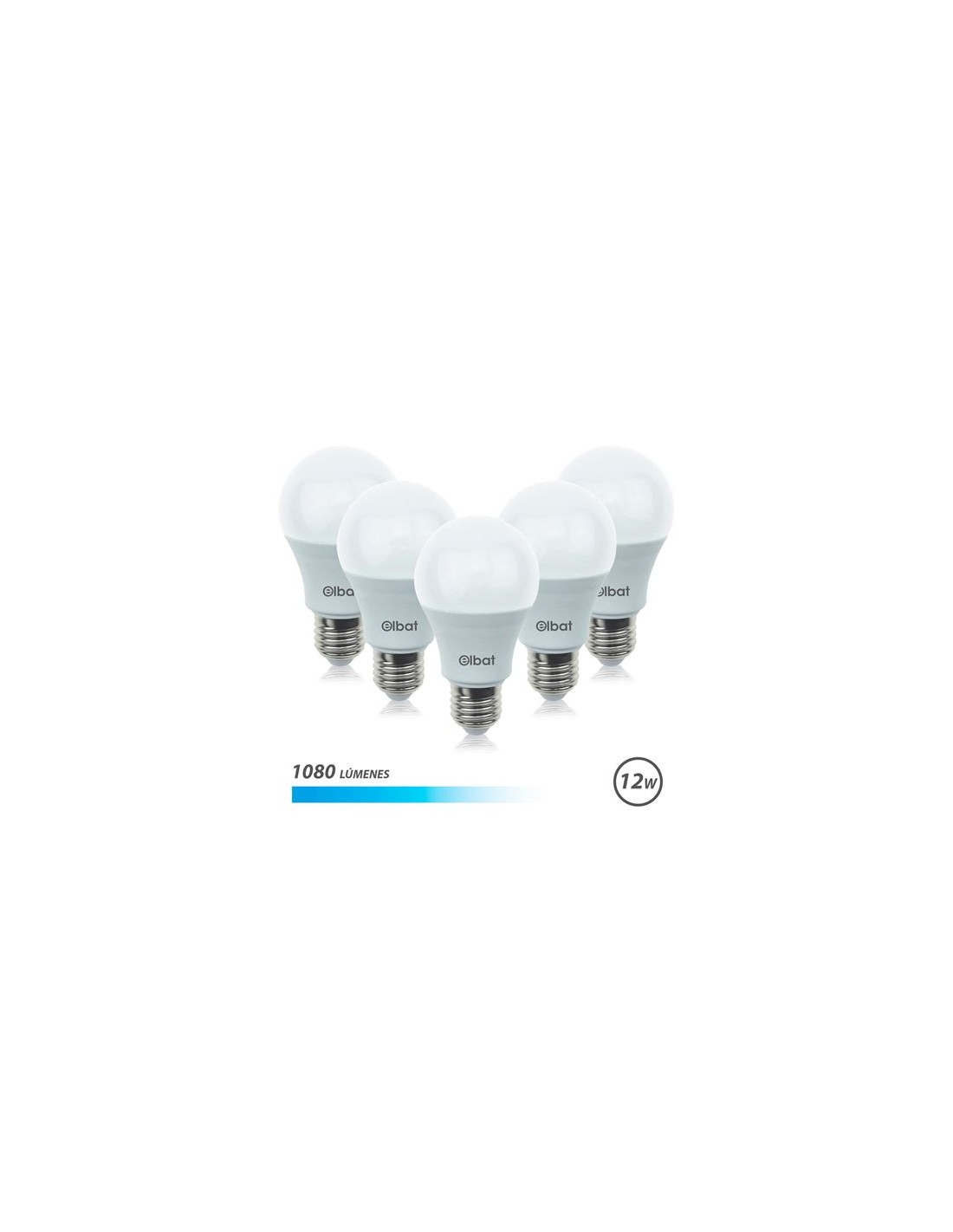 PACK 5 BOMBILLAS LED A60 | 12W | 1080LM | E27 | LUZ FRIA | ELBAT