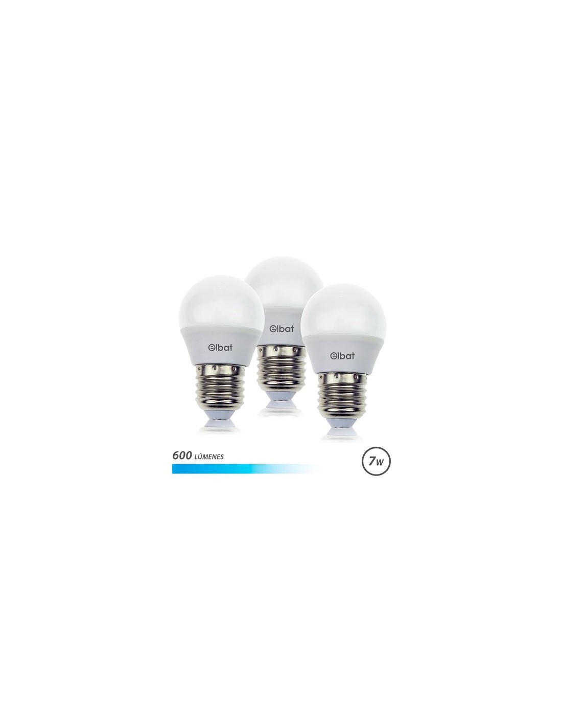 PACK 3 BOMBILLAS LED G45 | 7W | 600LM | E27 | LUZ FRIA | ELBAT