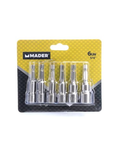 JUEGO DE 6 LLAVES DE VASOS MAGNÉTICO 1/4\" MADER