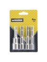 JUEGO DE 4 LLAVES DE VASOS MAGNÉTICO 1/4\" MADER