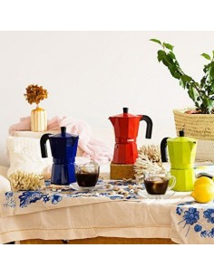 CAFETERA ITALIANA ALUMINIO 9 TAZAS VITRO ROJA MONIX 2