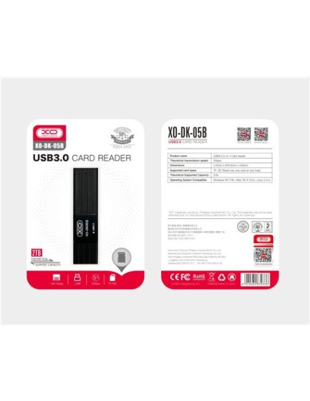 LECTOR DE TARJETAS 2 EN 1 USB 3.0 XO