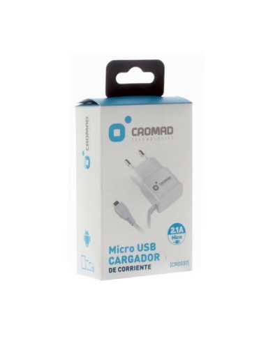 CARGADOR DE CORRIENTE MICRO USB 2.1A BLANCO CROMAD