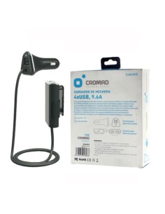 CARGADOR DE MECHERO 9.6A 4 X USB NEGRO CROMAD 2