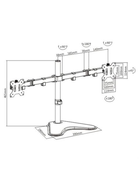 SOPORTE DE MESA CON BASE PARA 2 MONITORES 13\"-32\" CROMAD