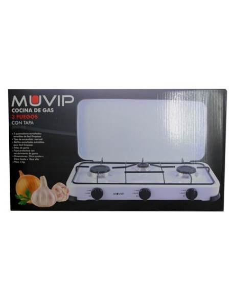 COCINA DE GAS 3 FUEGOS BLANCA MUVIP