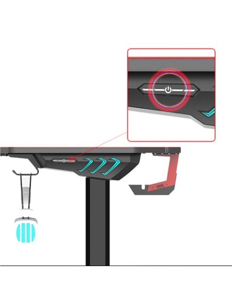 MESA GAMING PRO800 XL FIBRA CARBONO | LUZ RGB | ALFOMBRILLA 140CM MUVIP