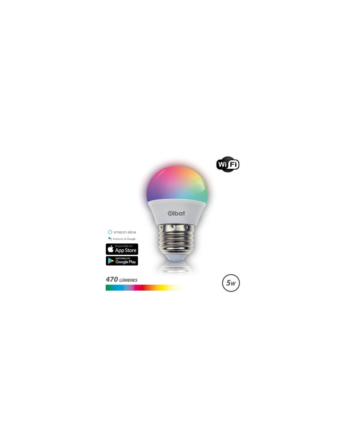 BOMBILLA LED SMART WIFI ESFERICA G45 E27 5W 470LM RGB