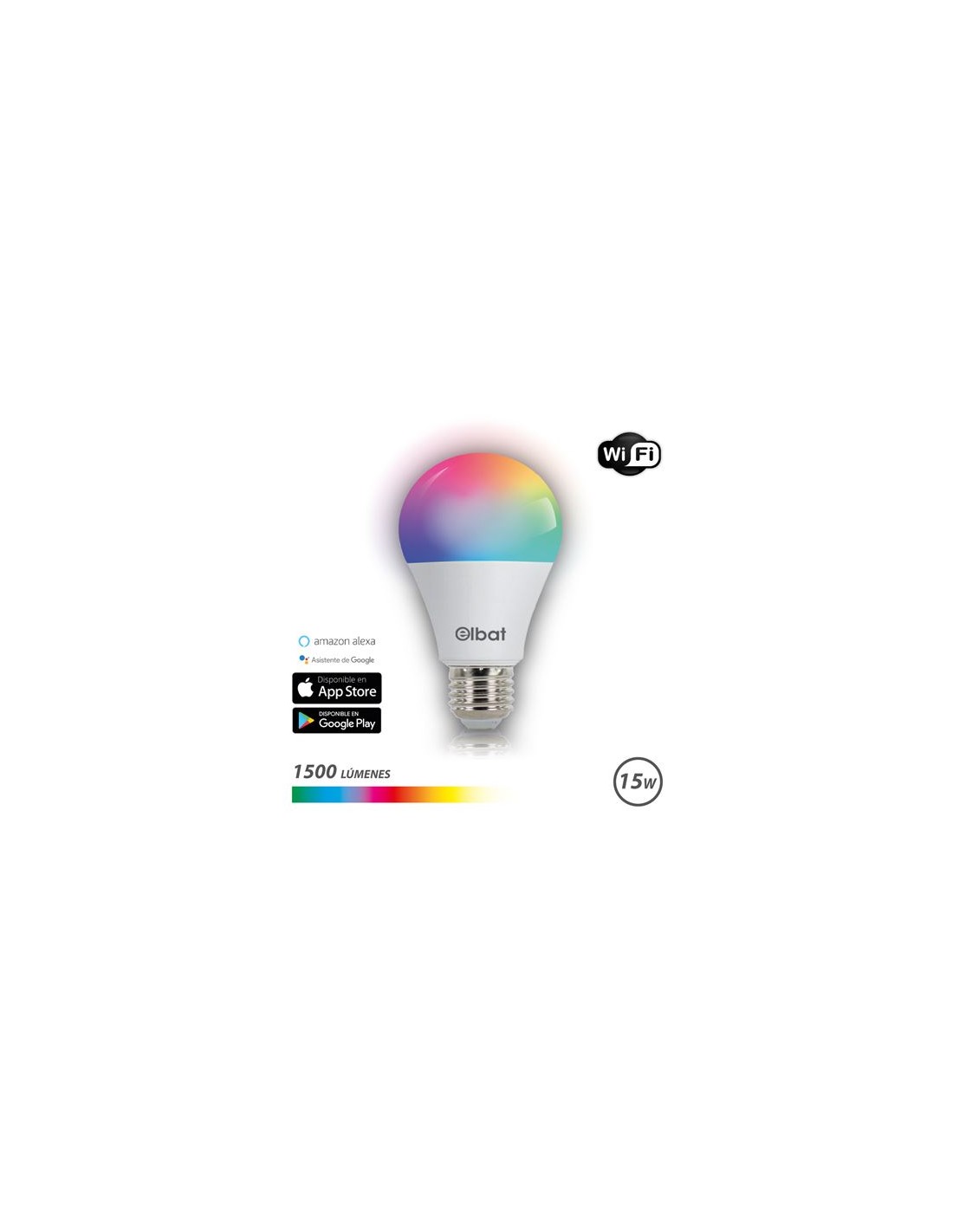 BOMBILLA LED SMART WIFI A65 E27 15W 1500LM RGB ELBAT