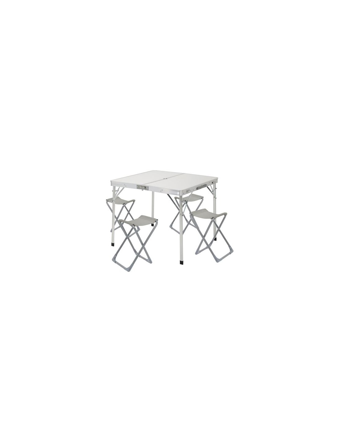 CONJUNTO MESA Y SILLAS PLEGABLES DE CAMPING BLANCA 86X80X70CM GRIS
