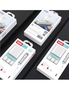 CARGADOR DE CORRIENTE L64 18W TIPO C + USB QC 3.0 + CABLE LIGHTNING XO 2