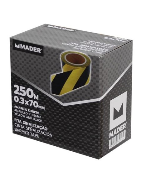 CINTA DE SEÑALIZACION NEGRO-AMARILLO 250Mtrs.X7Cm. MADER