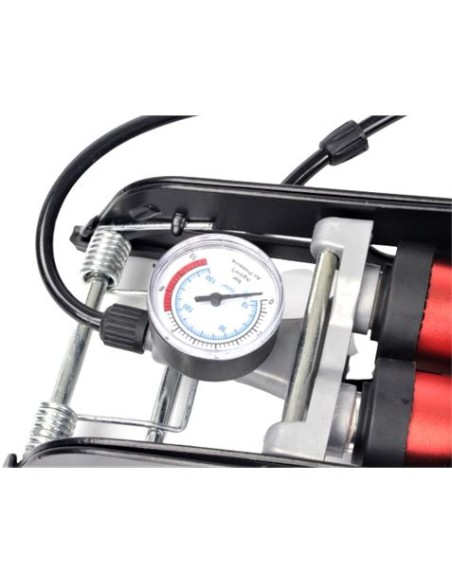 INFLADOR DE PIE DOBLE CON MANOMETRO 130 PSI MADER