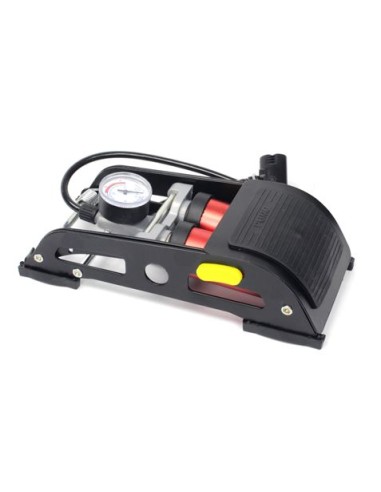 INFLADOR DE PIE DOBLE CON MANOMETRO 130 PSI MADER