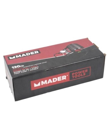 INFLADOR DE PIE DOBLE CON MANOMETRO 130 PSI MADER