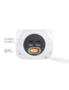 Nanocable Base de 3 enchufes con 4 USB's (2 USB A + 2 USB-C), con 2