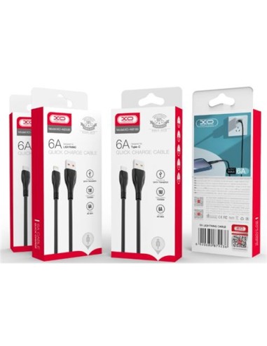 CABLE NB185 CARGA RAPIDA USB - LIGHTNING | 6A | 1 METRO | NEGRO XO