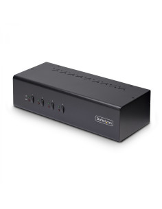 StarTech.com Switch Conmutador KVM de 4 Puertos y 2 Monitores DisplayPort - 4K 60Hz - Hub Ladrón 2 Puertos USB 5Gbps - 2x USB 2