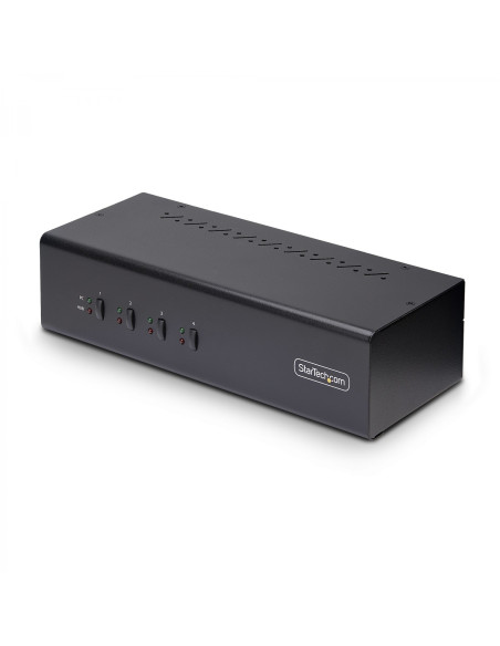 StarTech.com Switch Conmutador KVM de 4 Puertos y 2 Monitores DisplayPort - 4K 60Hz - Hub Ladrón 2 Puertos USB 5Gbps - 2x USB 2
