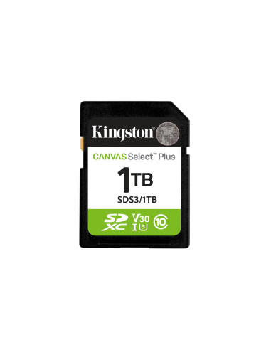 Kingston Technology 1 TB SDXC Canvas Select Plus Gen3 150 MB/s C10 UHS-I U3 V30