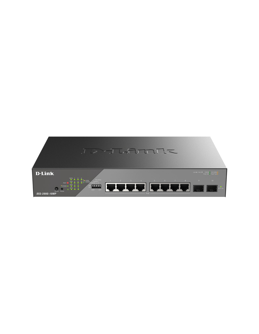 D-Link DSS-200G-10MP/E switch Gestionado L2 Gigabit Ethernet (10/100/1000) Energía sobre Ethernet (PoE) 1U Gris