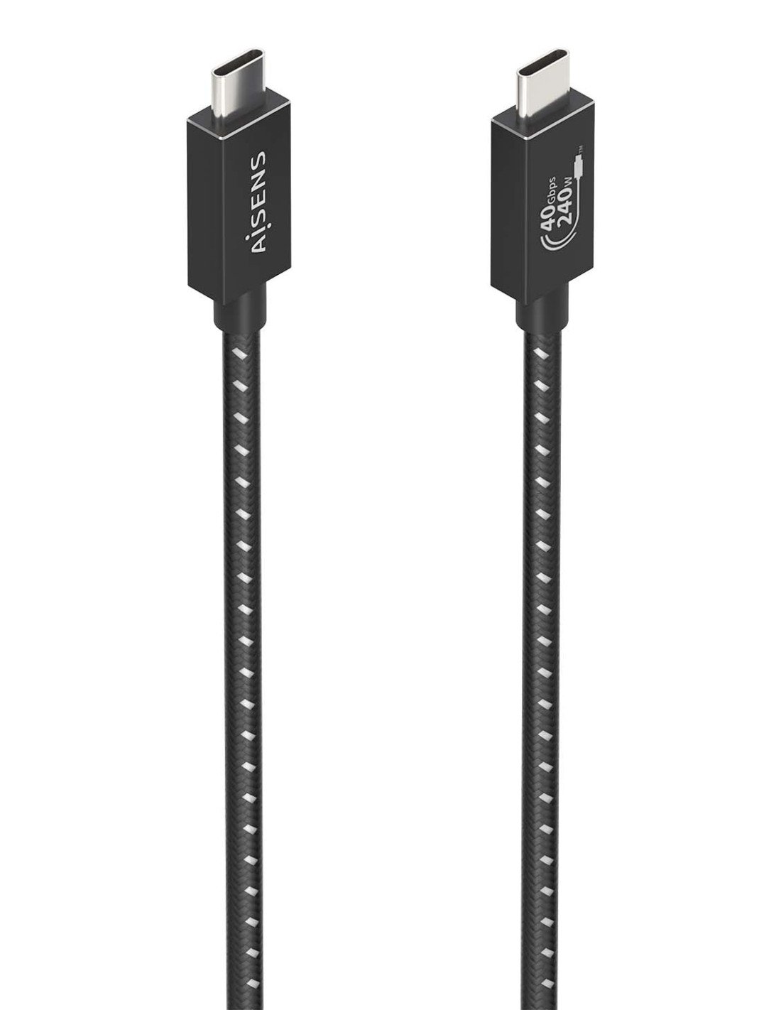 AISENS Cable USB4 Gen3x2 Aluminio 40Gbps 8K@60Hz 5A 48V 240W E-Mark, Tipo USB-C/M-USB-C/M, Negro, 1.0m