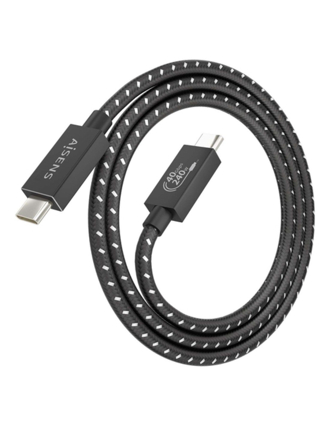 AISENS Cable USB4 Gen3x2 Aluminio 40Gbps 8K@60Hz 5A 48V 240W E-Mark, Tipo USB-C/M-USB-C/M, Negro, 1.0m