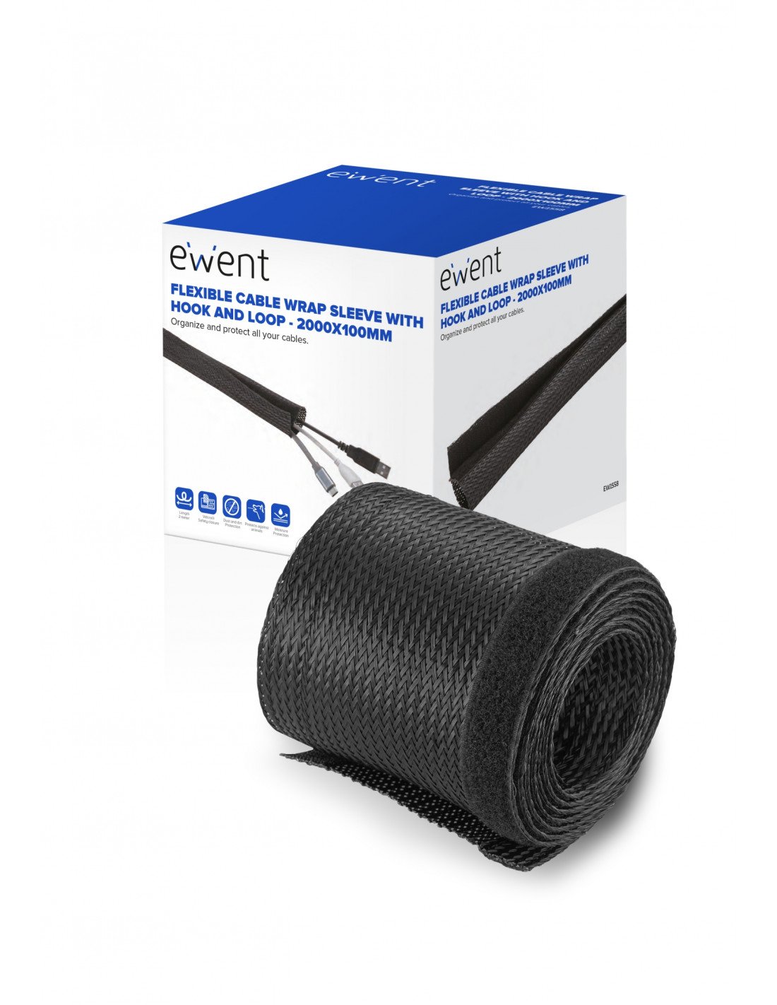 Ewent EW1558 organizador de cables Universal Pasacables Negro 1 pieza(s)