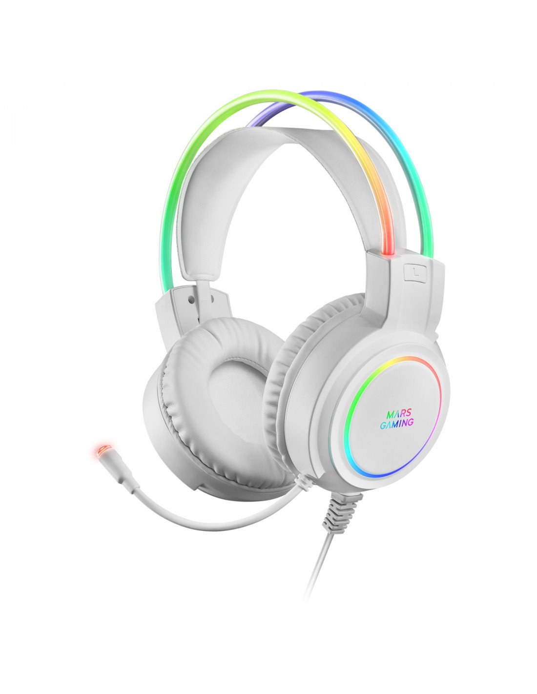 Mars Gaming Auriculares Diadema Chroma RGB Flow MicrÃ³fono Sonido Espacial Blanco