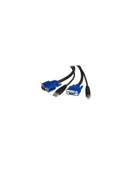 StarTech.com Cable KVM de 1.8m Todo en Uno VGA USB A USB B HD15 - 6ft Pies 2 en 1 - Negro