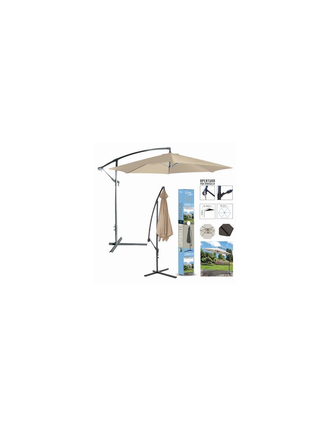 SOMBRILLA PARASOL 300CM BEIGE URBAN LIVING