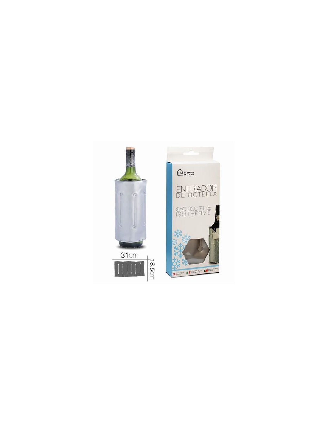 ENFRIADOR DE BOTELLAS PLASTICO PLATEADO URBAN LIVING