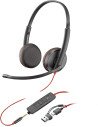 POLY Auriculares estÃ©reo Blackwire 3225 USB-C + Conector de 3,5 mm + Adaptador USB-C/A