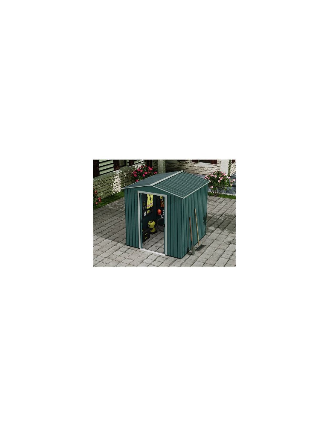 CASETA DE METAL | PUERTAS CORREDERAS 185X181X200CM (3.36M2) VERDE SUNGARDEN