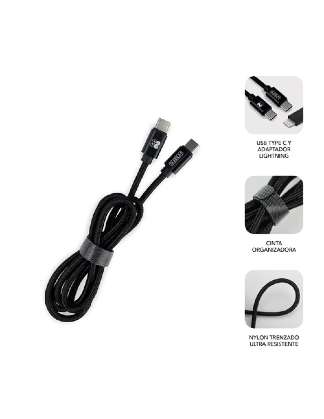 SUBBLIM CARGADOR ULTRA RAPIDO 2xUSB DE PARED PD25W+QC3.0+Cable C to C y lightning Negro