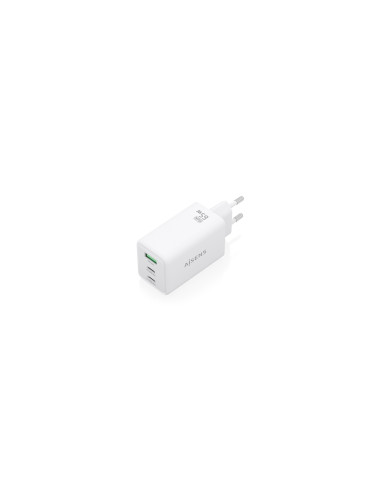 AISENS Cargador GaN 65W, 2xUSB-C PD3.0 QC4.0, 1xUSB-A QC3.0, Blanco