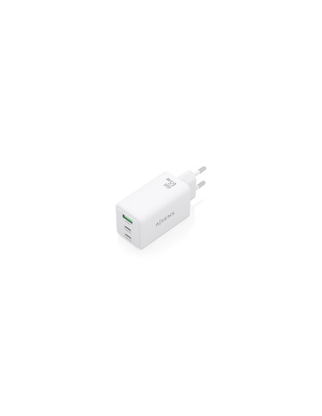 AISENS Cargador GaN 65W, 2xUSB-C PD3.0 QC4.0, 1xUSB-A QC3.0, Blanco