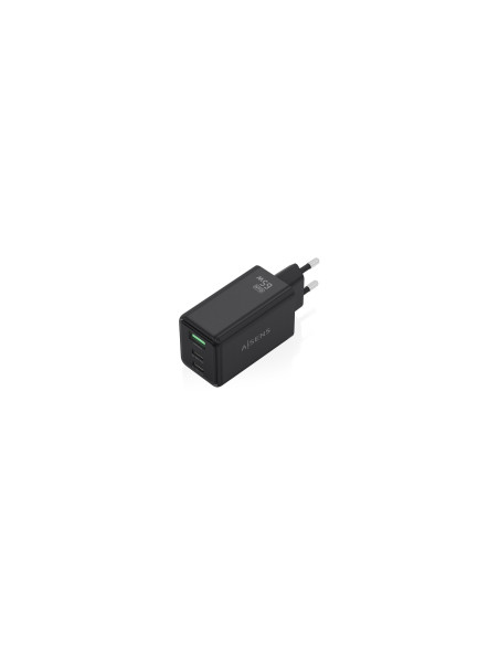 AISENS Cargador GaN 65W, 2xUSB-C PD3.0 QC4.0, 1xUSB-A QC3.0, Negro