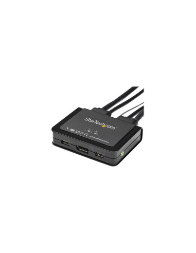 StarTech.com Switch Conmutador KVM de 2 Puertos DisplayPort 4K60Hz con Cables Incorporados