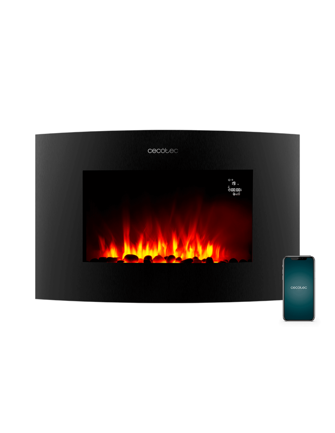 Chimenea el?ctrica ReadyWarm 3550 Curved Flames Connected