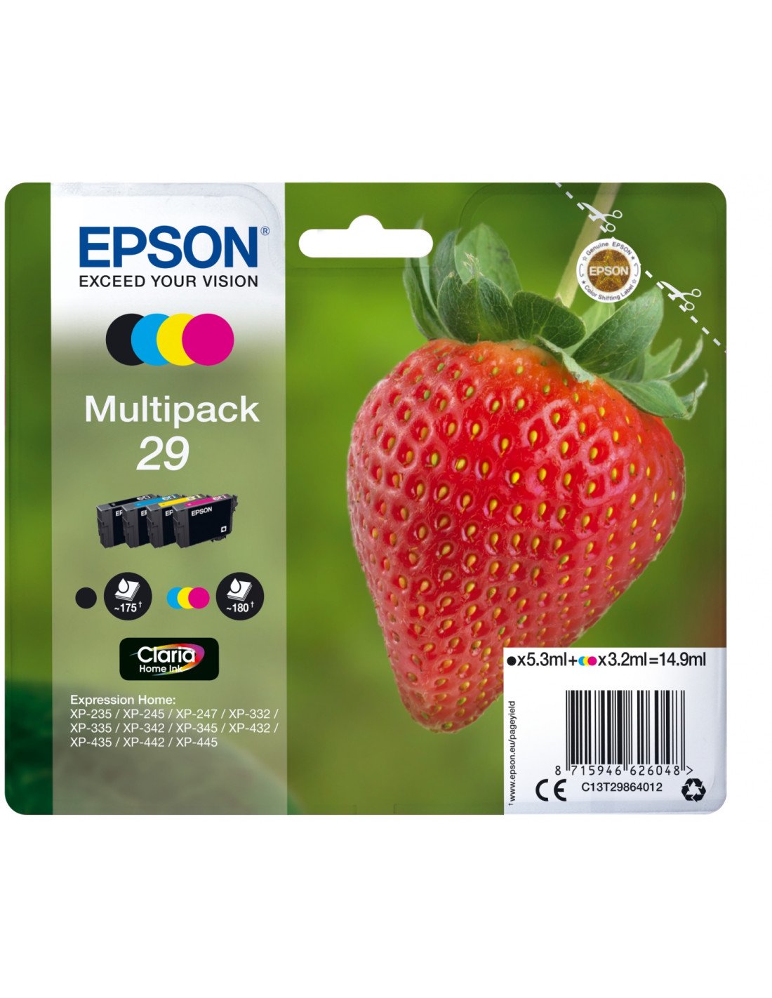 Cartucho Epson Strawberry Multipack 4-colours 29 Claria Home Ink C13T29864022
