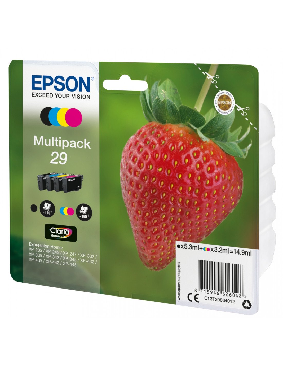 Cartucho Epson Strawberry Multipack 4-colours 29 Claria Home Ink C13T29864022