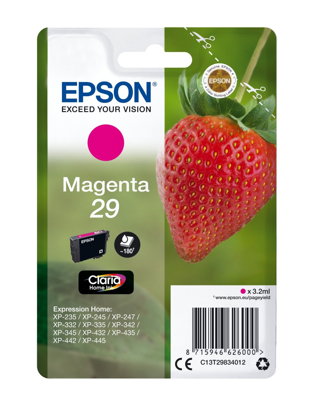 Cartucho Epson Strawberry Singlepack Magenta 29 Claria Home Ink C13T29834022