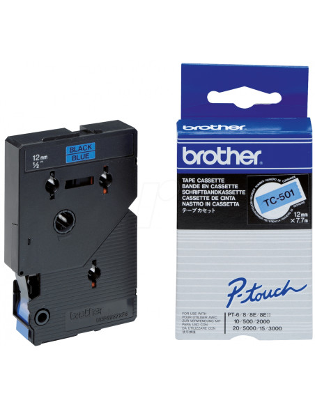 BROTHER Cinta TC laminada 12mm Negro sobre Azul